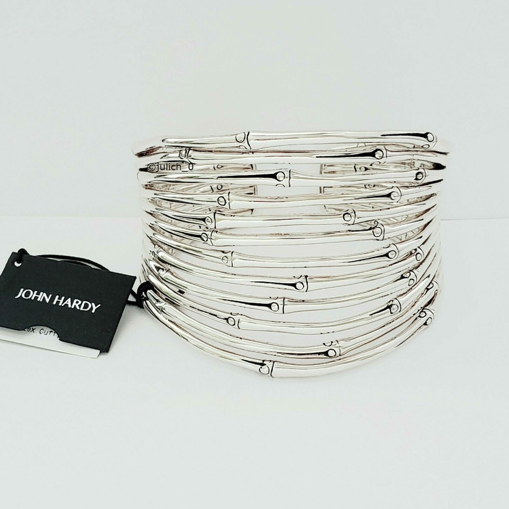 JOHN HARDY Sterling Silver Bamboo Wide Flex Cuff Bracelet 6.5"